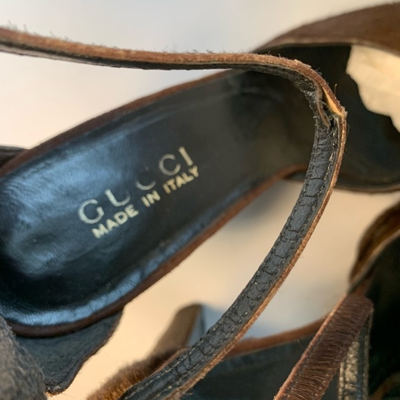 Gucci PLATFORM HEELS CHOCOLATE PONY FUR SIZE 10 B😍 - Picture 13 of 14